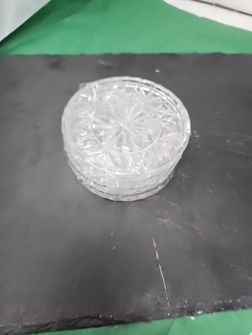 Pressed Glass Starburst Coaster Set of 4